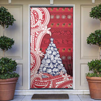 American Samoa Christmas Door Cover Seashell Xmas Tree Tribal Waves - Polynesian Pride