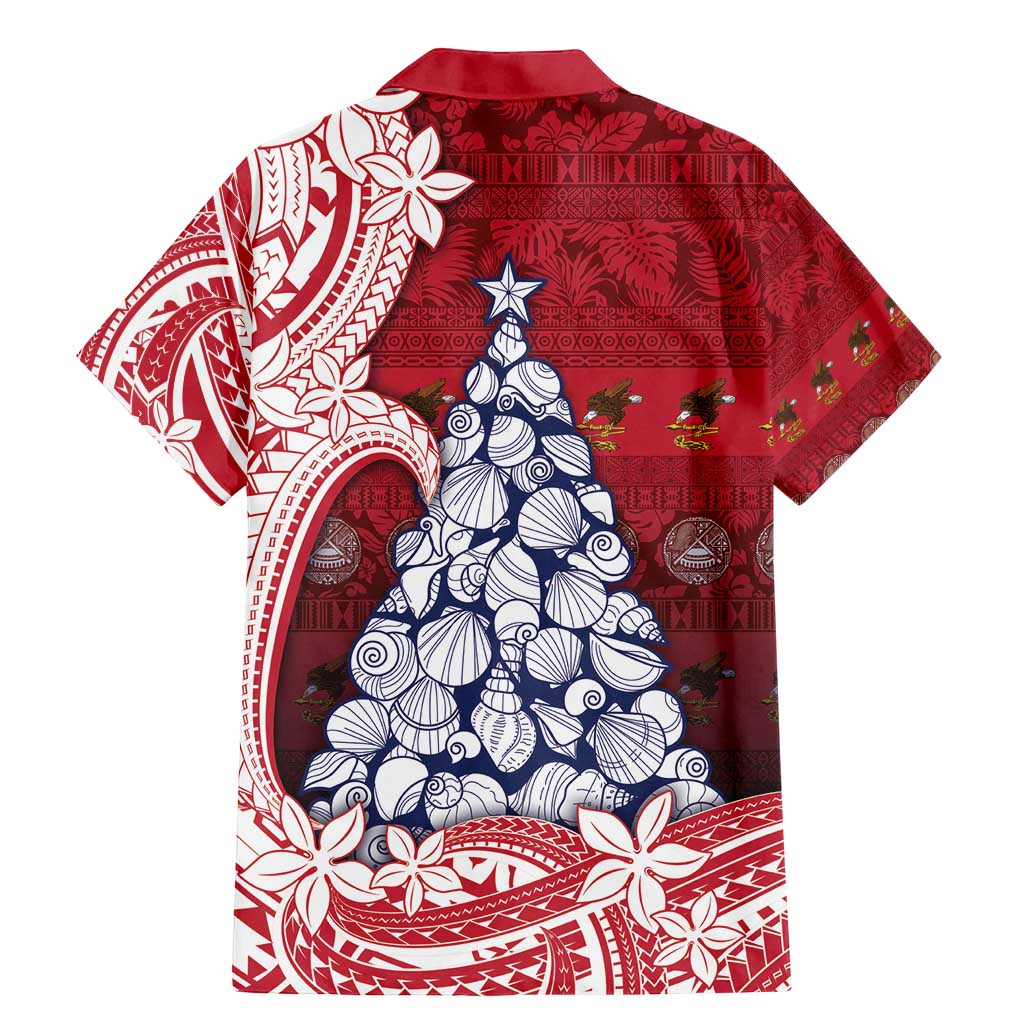 American Samoa Christmas Family Matching Mermaid Dress and Hawaiian Shirt Seashell Xmas Tree Tribal Waves - Polynesian Pride