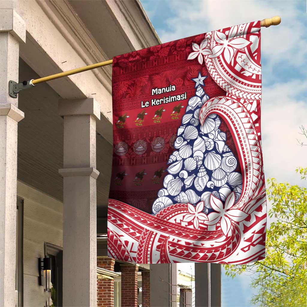 American Samoa Christmas Garden Flag Seashell Xmas Tree Tribal Waves - Polynesian Pride