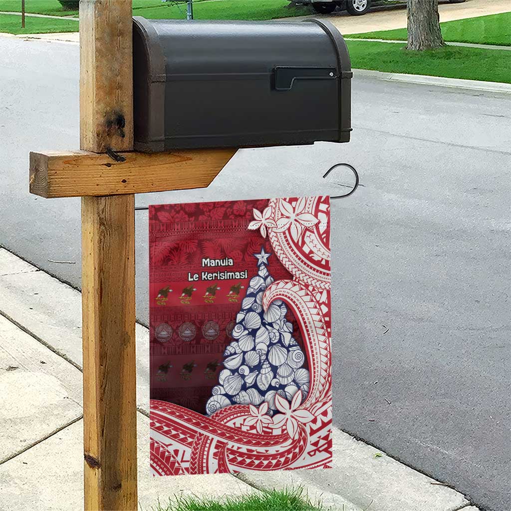 American Samoa Christmas Garden Flag Seashell Xmas Tree Tribal Waves - Polynesian Pride