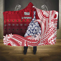 American Samoa Christmas Hooded Blanket Seashell Xmas Tree Tribal Waves - Polynesian Pride