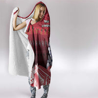 American Samoa Christmas Hooded Blanket Seashell Xmas Tree Tribal Waves - Polynesian Pride