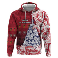 American Samoa Christmas Hoodie Seashell Xmas Tree Tribal Waves - Polynesian Pride