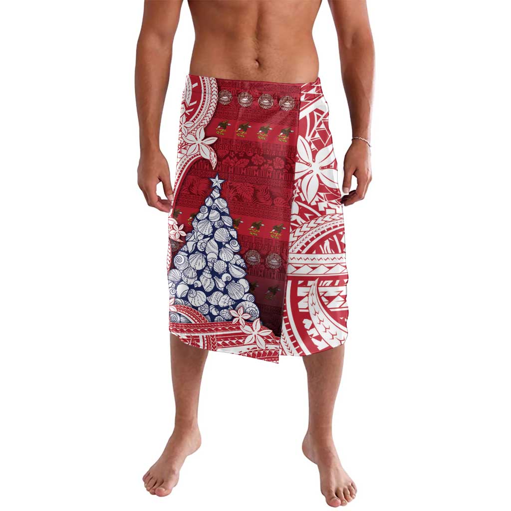 American Samoa Christmas Lavalava Seashell Xmas Tree Tribal Waves - Polynesian Pride