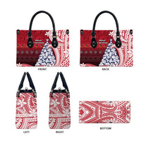 American Samoa Christmas Leather Bag Seashell Xmas Tree Tribal Waves - Polynesian Pride