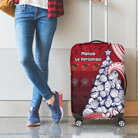 American Samoa Christmas Luggage Cover Seashell Xmas Tree Tribal Waves - Polynesian Pride