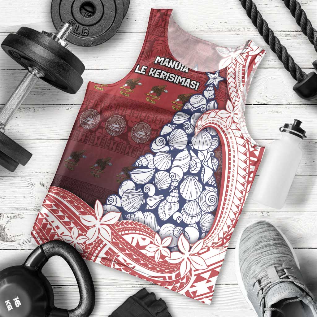 American Samoa Christmas Men Tank Top Seashell Xmas Tree Tribal Waves - Polynesian Pride