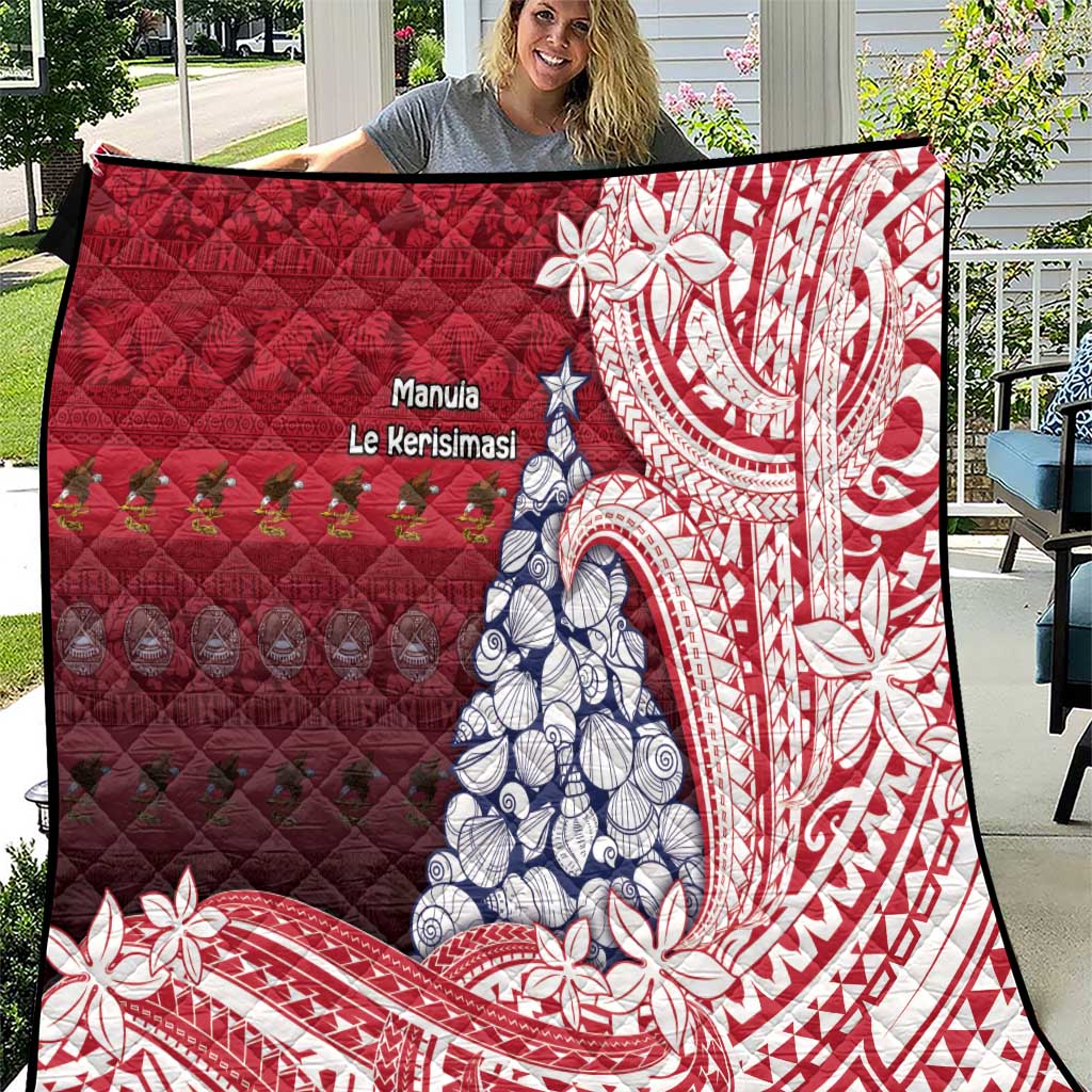 American Samoa Christmas Quilt Seashell Xmas Tree Tribal Waves - Polynesian Pride