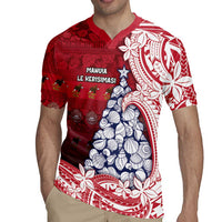 American Samoa Christmas Rugby Jersey Seashell Xmas Tree Tribal Waves - Polynesian Pride