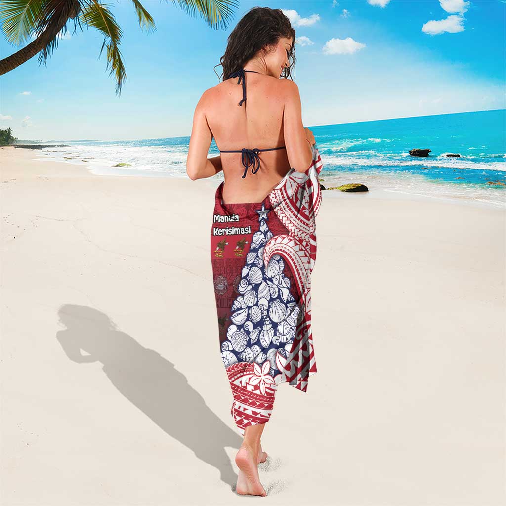 American Samoa Christmas Sarong Seashell Xmas Tree Tribal Waves - Polynesian Pride