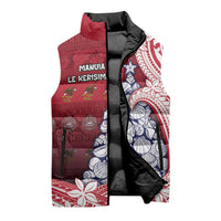 American Samoa Christmas Sleeveless Puffer Jacket Seashell Xmas Tree Tribal Waves - Polynesian Pride