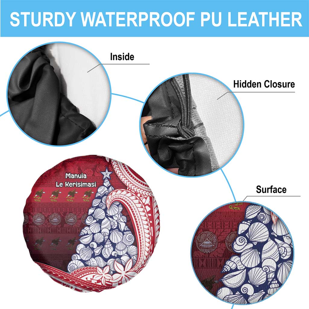 American Samoa Christmas Spare Tire Cover Seashell Xmas Tree Tribal Waves - Polynesian Pride