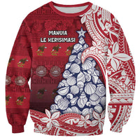 American Samoa Christmas Sweatshirt Seashell Xmas Tree Tribal Waves - Polynesian Pride