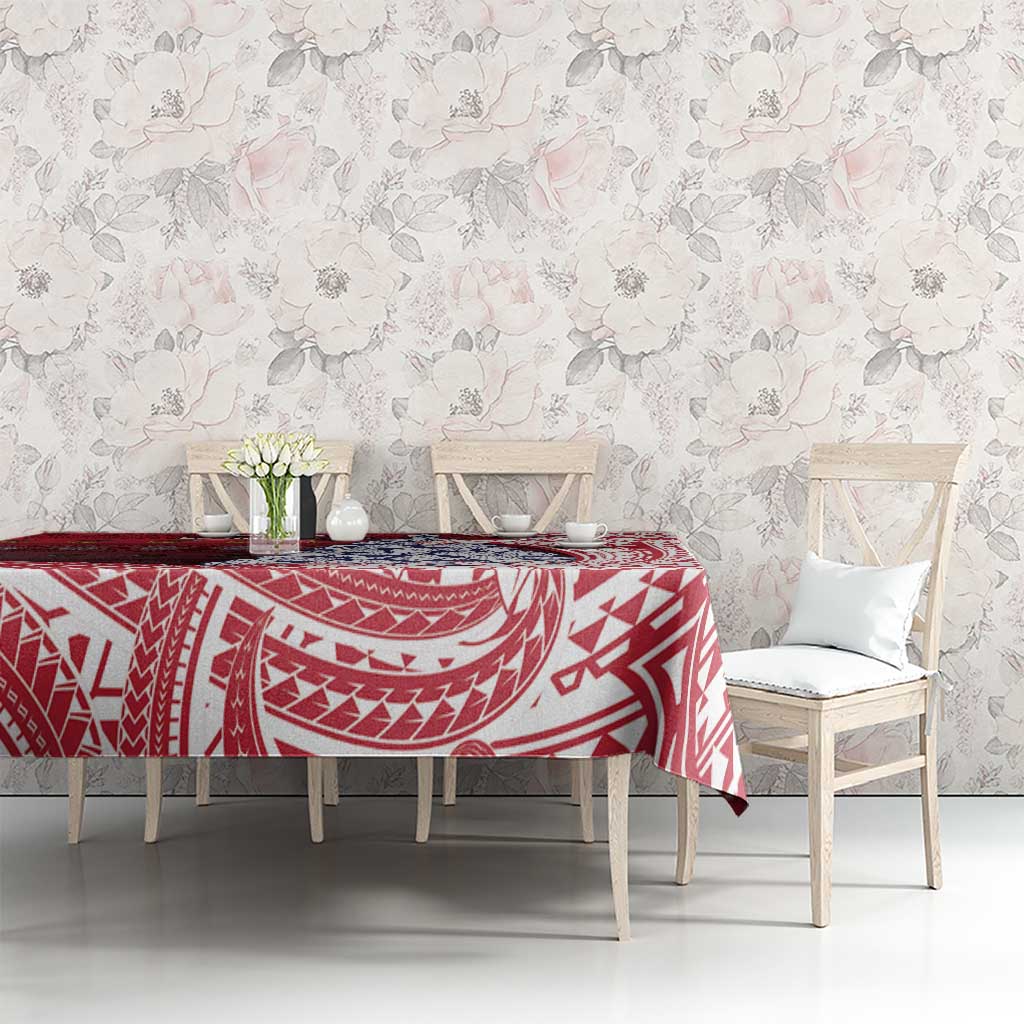 American Samoa Christmas Tablecloth Seashell Xmas Tree Tribal Waves - Polynesian Pride