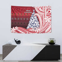 American Samoa Christmas Tapestry Seashell Xmas Tree Tribal Waves - Polynesian Pride