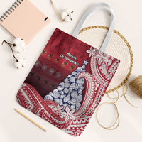 American Samoa Christmas Tote Bag Seashell Xmas Tree Tribal Waves - Polynesian Pride