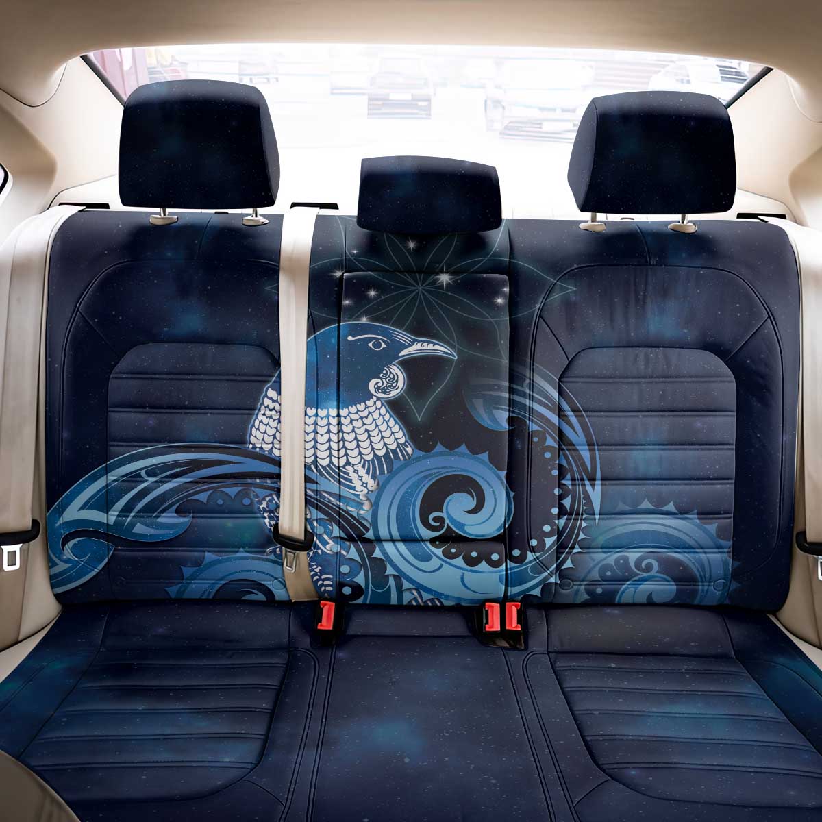 New Zealand Matariki Back Car Seat Cover Maori Tui Bird Blue Galaxy