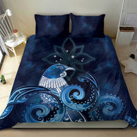 New Zealand Matariki Bedding Set Maori Tui Bird Blue Galaxy
