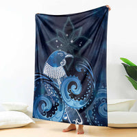 New Zealand Matariki Blanket Maori Tui Bird Blue Galaxy