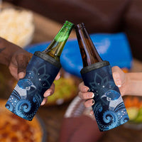 New Zealand Matariki 4 in 1 Can Cooler Tumbler Maori Tui Bird Blue Galaxy