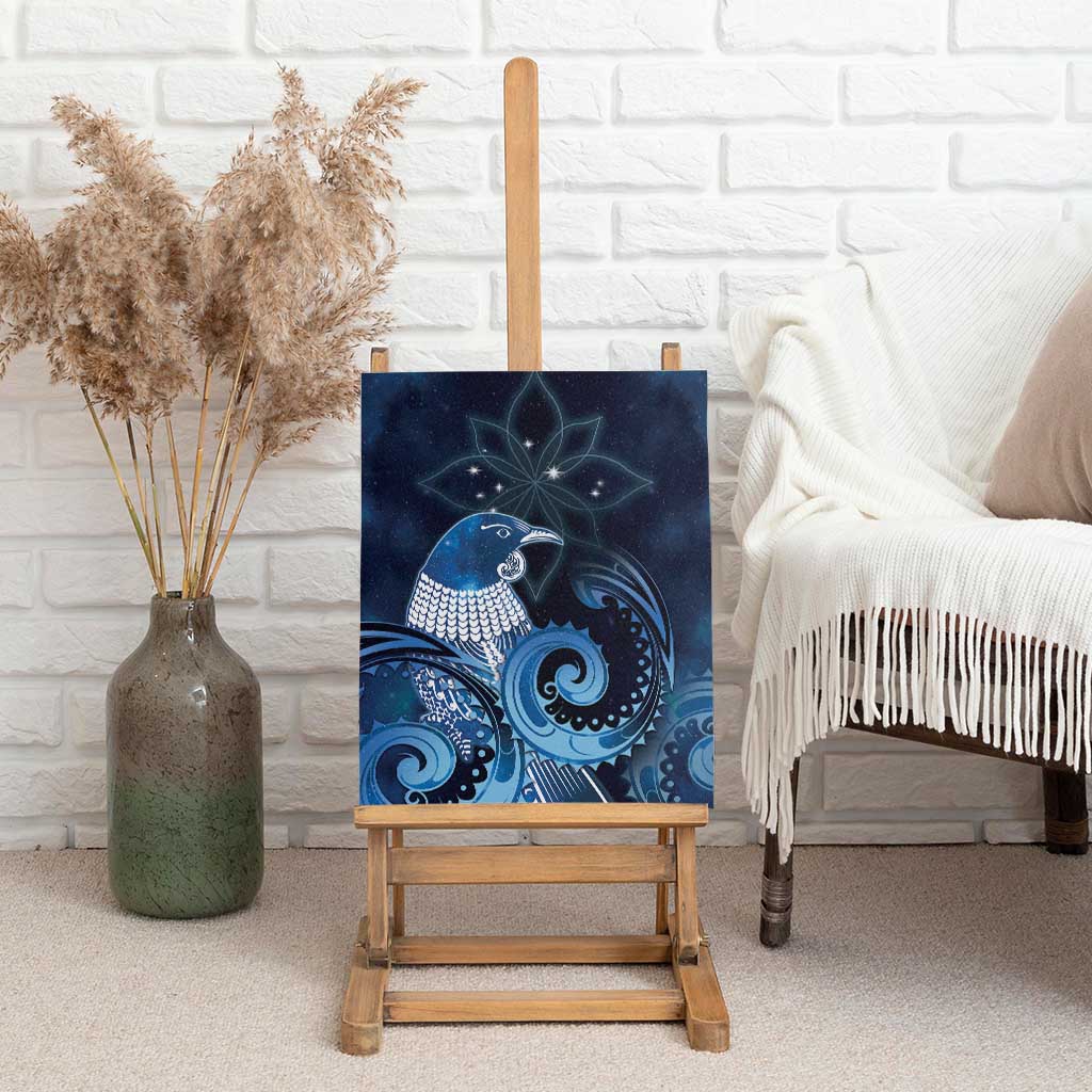 New Zealand Matariki Canvas Wall Art Maori Tui Bird Blue Galaxy