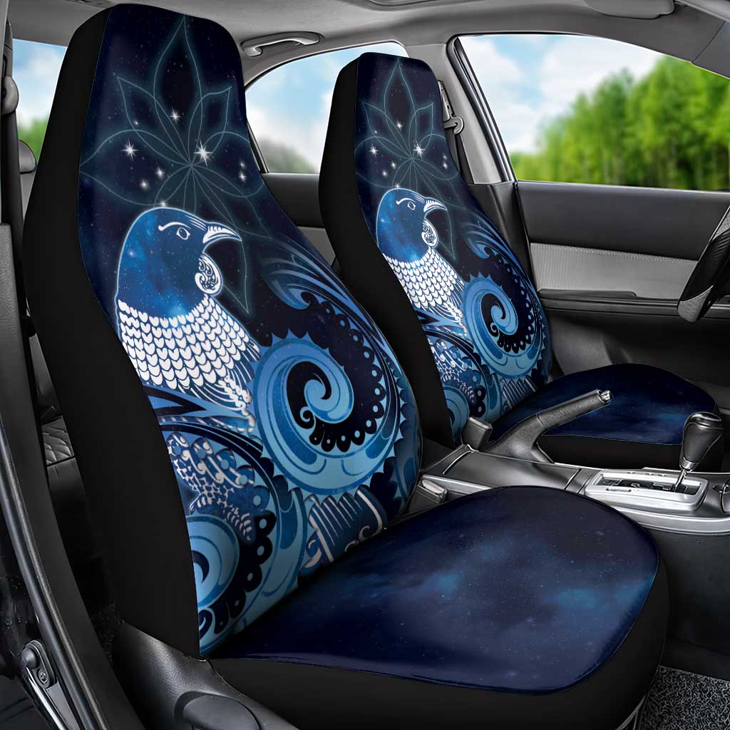 New Zealand Matariki Car Seat Cover Maori Tui Bird Blue Galaxy
