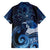 New Zealand Matariki Family Matching Long Sleeve Bodycon Dress and Hawaiian Shirt Maori Tui Bird Blue Galaxy