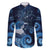 New Zealand Matariki Family Matching Long Sleeve Bodycon Dress and Hawaiian Shirt Maori Tui Bird Blue Galaxy