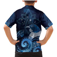 New Zealand Matariki Family Matching Mermaid Dress and Hawaiian Shirt Maori Tui Bird Blue Galaxy
