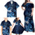 New Zealand Matariki Family Matching Off Shoulder Maxi Dress and Hawaiian Shirt Maori Tui Bird Blue Galaxy