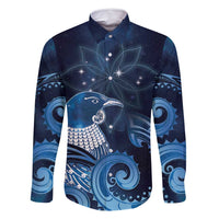 New Zealand Matariki Family Matching Summer Maxi Dress and Hawaiian Shirt Maori Tui Bird Blue Galaxy