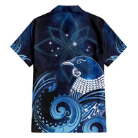 New Zealand Matariki Family Matching Tank Maxi Dress and Hawaiian Shirt Maori Tui Bird Blue Galaxy