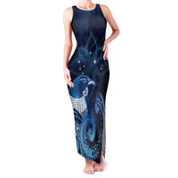 New Zealand Matariki Family Matching Tank Maxi Dress and Hawaiian Shirt Maori Tui Bird Blue Galaxy