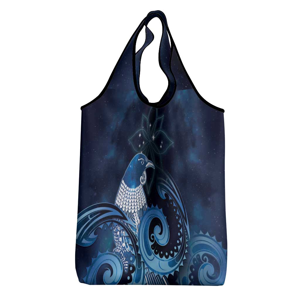 New Zealand Matariki Grocery Bag Maori Tui Bird Blue Galaxy