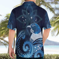 New Zealand Matariki Hawaiian Shirt Maori Tui Bird Blue Galaxy