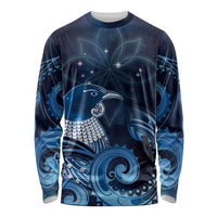 New Zealand Matariki Long Sleeve Shirt Maori Tui Bird Blue Galaxy
