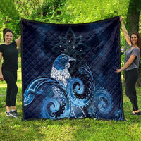 New Zealand Matariki Quilt Maori Tui Bird Blue Galaxy