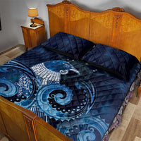 New Zealand Matariki Quilt Bed Set Maori Tui Bird Blue Galaxy