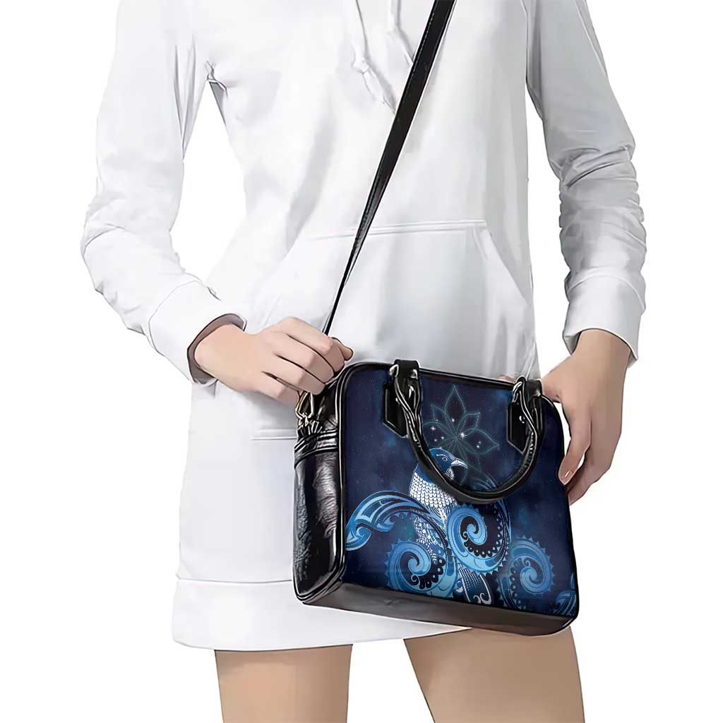 New Zealand Matariki Shoulder Handbag Maori Tui Bird Blue Galaxy