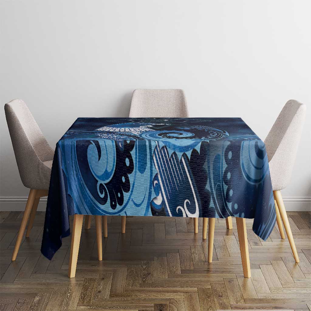 New Zealand Matariki Tablecloth Maori Tui Bird Blue Galaxy