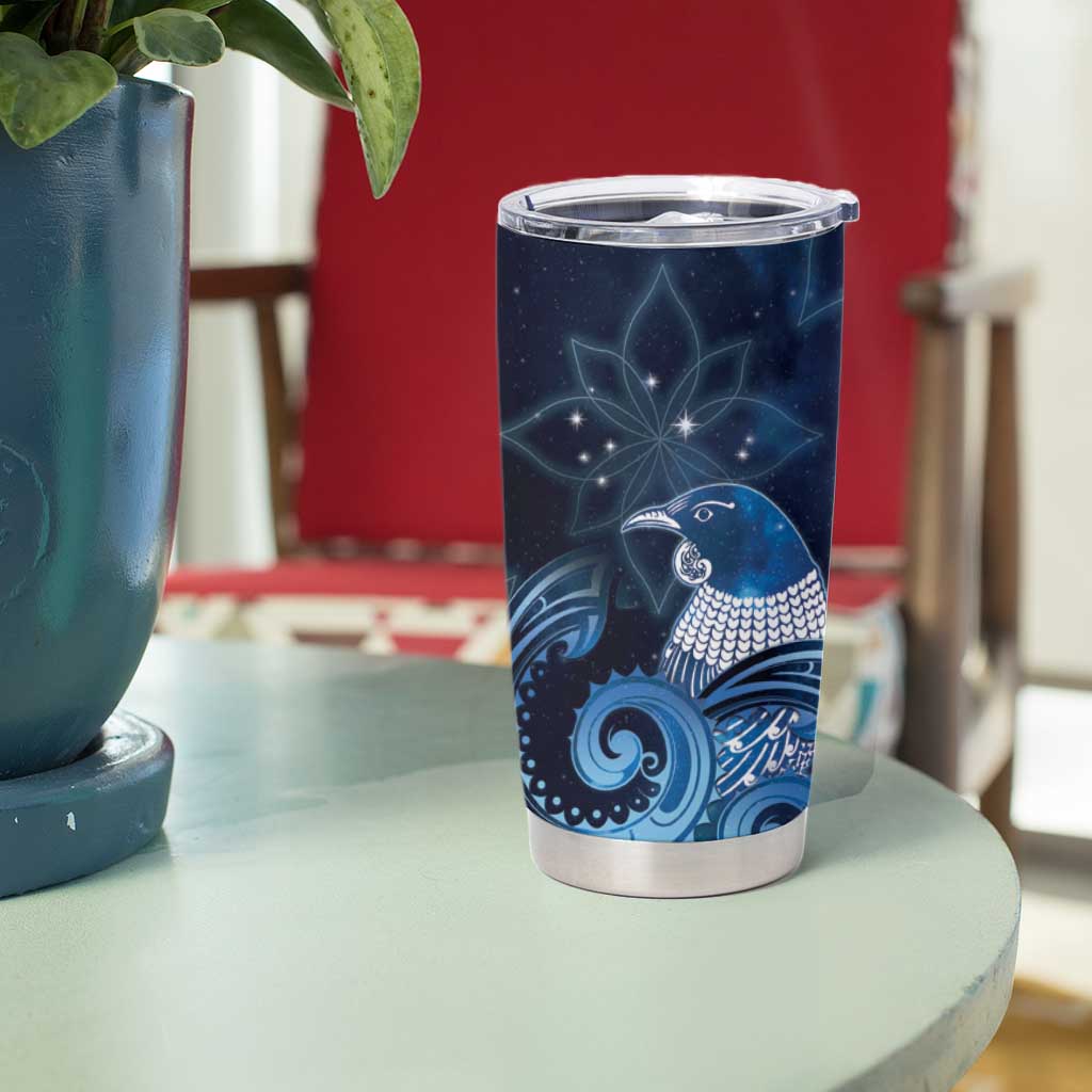 New Zealand Matariki Tumbler Cup Maori Tui Bird Blue Galaxy