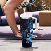 New Zealand Matariki Tumbler With Handle Maori Tui Bird Blue Galaxy