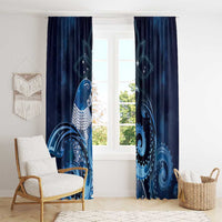 New Zealand Matariki Window Curtain Maori Tui Bird Blue Galaxy