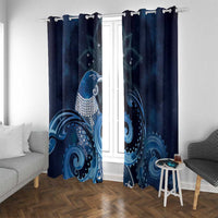 New Zealand Matariki Window Curtain Maori Tui Bird Blue Galaxy