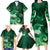 New Zealand Matariki Family Matching Long Sleeve Bodycon Dress and Hawaiian Shirt Maori Tui Bird Green Galaxy