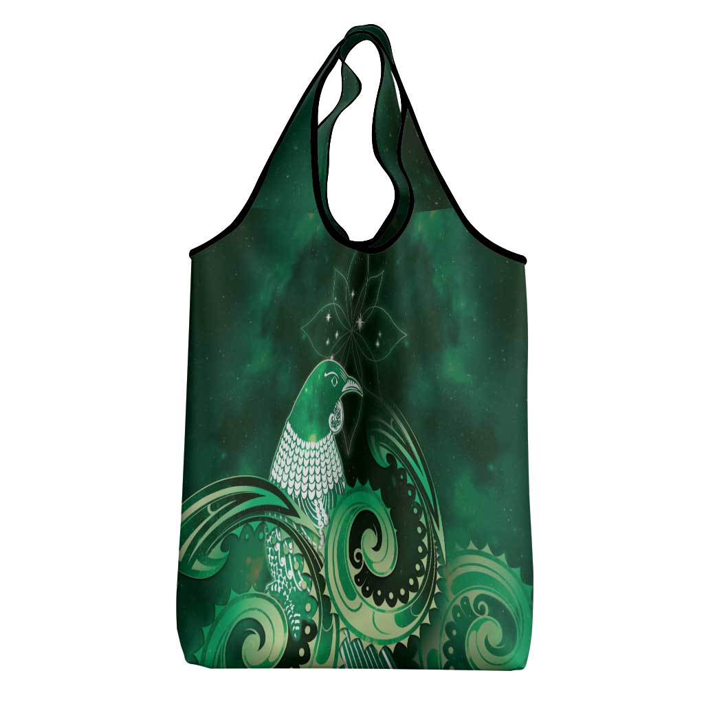 New Zealand Matariki Grocery Bag Maori Tui Bird Green Galaxy