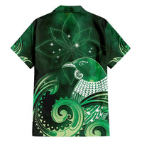 New Zealand Matariki Hawaiian Shirt Maori Tui Bird Green Galaxy