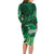 New Zealand Matariki Long Sleeve Bodycon Dress Maori Tui Bird Green Galaxy
