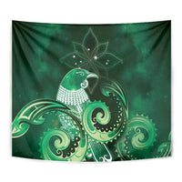 New Zealand Matariki Tapestry Maori Tui Bird Green Galaxy