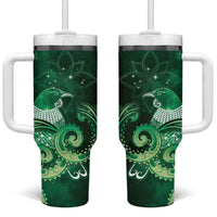 New Zealand Matariki Tumbler With Handle Maori Tui Bird Green Galaxy